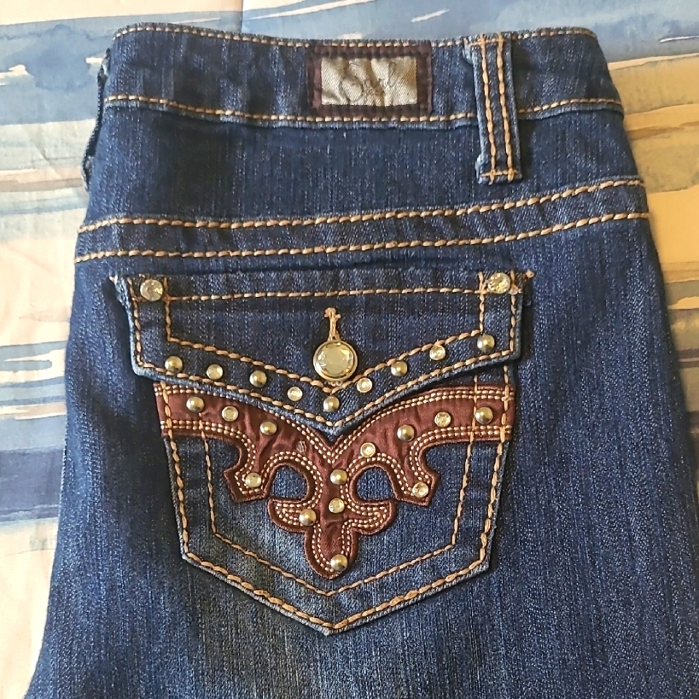 Earl Jeans Blue Fashion Denim with Bling Pocket Design